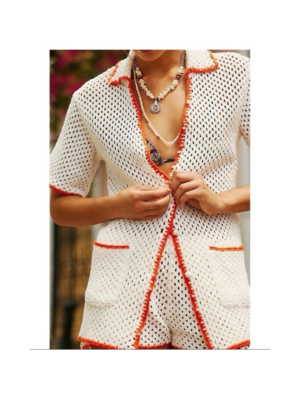 NWT Free People Cabana Crochet Knit Two-Piece Shorts Set Cream Small - Picture 3 of 15